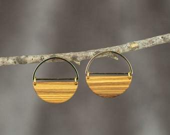 NODUS - Rosewood or olive wood earrings. Original creation & handcrafted - 100% Made in France