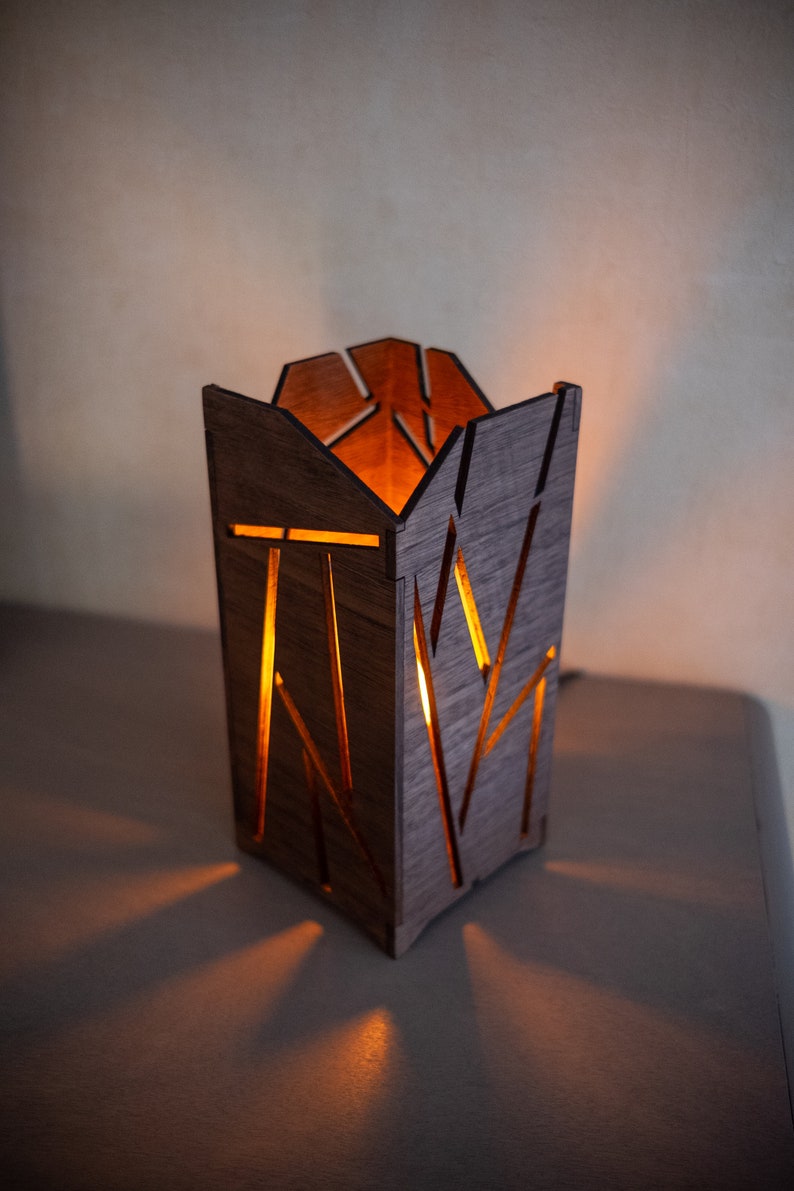 Homemade. Made in France Cut wooden lamp POLARIS