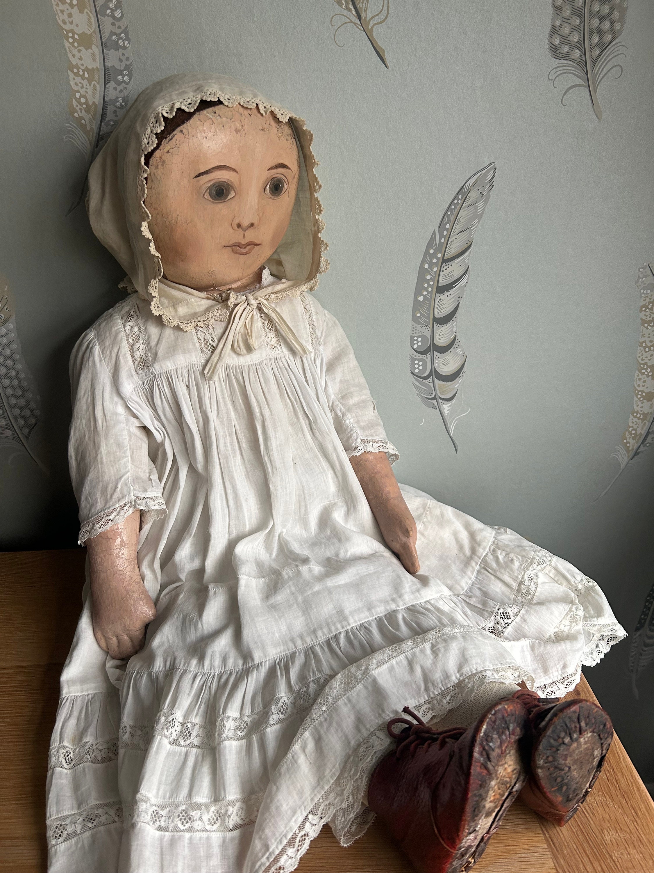Rare Larger Size Antique American “colombian” Cloth Doll by Emma