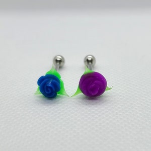 Flower Tongue Ring Etsy