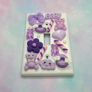 Kawaii Purple Light Switch Cover - Cute Home Decor - Wall Outlet Covers