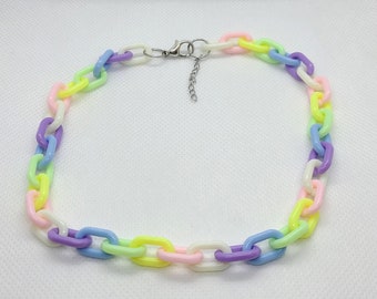 Pastel Rainbow Link Choker: Kawaii Necklace