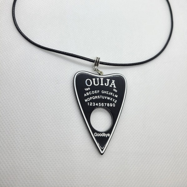 Funky Ouija Board Pendant Necklace - Cute Kitsch Gothic Spirit Jewelry, Silver Plated, 18"