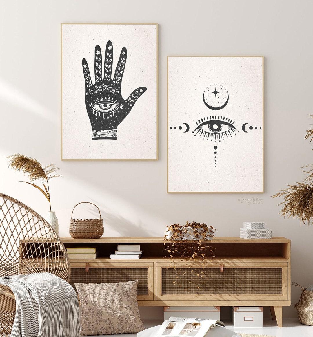 Set of 2 Prints Magic Hand Print Evil Eye Print 2 Piece - Etsy