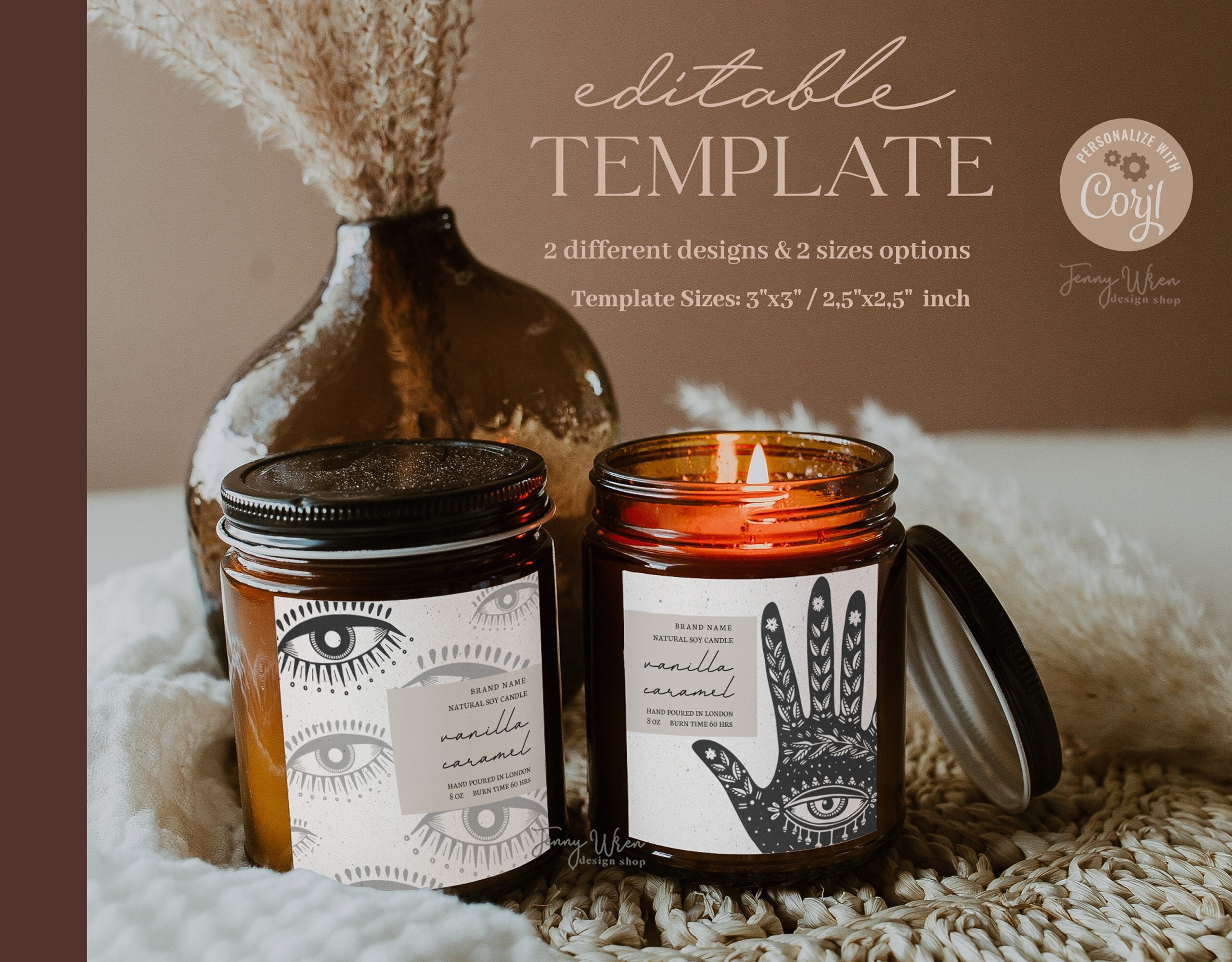 DIY Witchy Candle Label Template Vintage Halloween Label Etsy