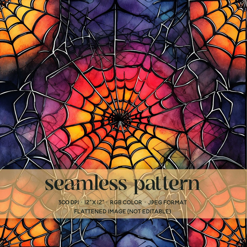 Colorful Spider Web Digital Paper, Rainbow Halloween Seamless Pattern ...