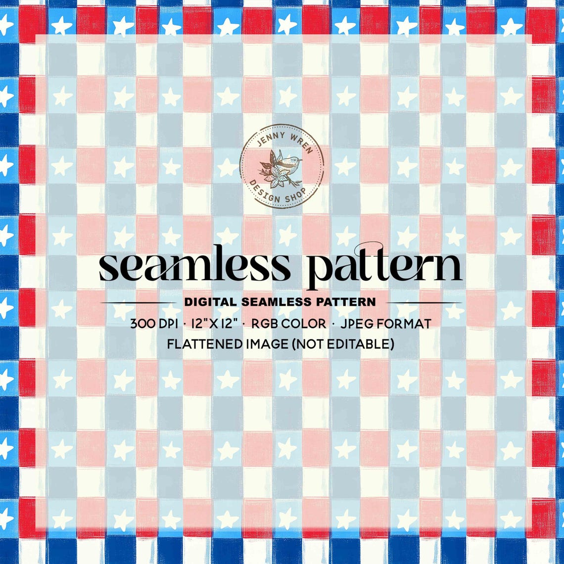 Red White Blue Checker Star Seamless Pattern (digital Paper) - Etsy