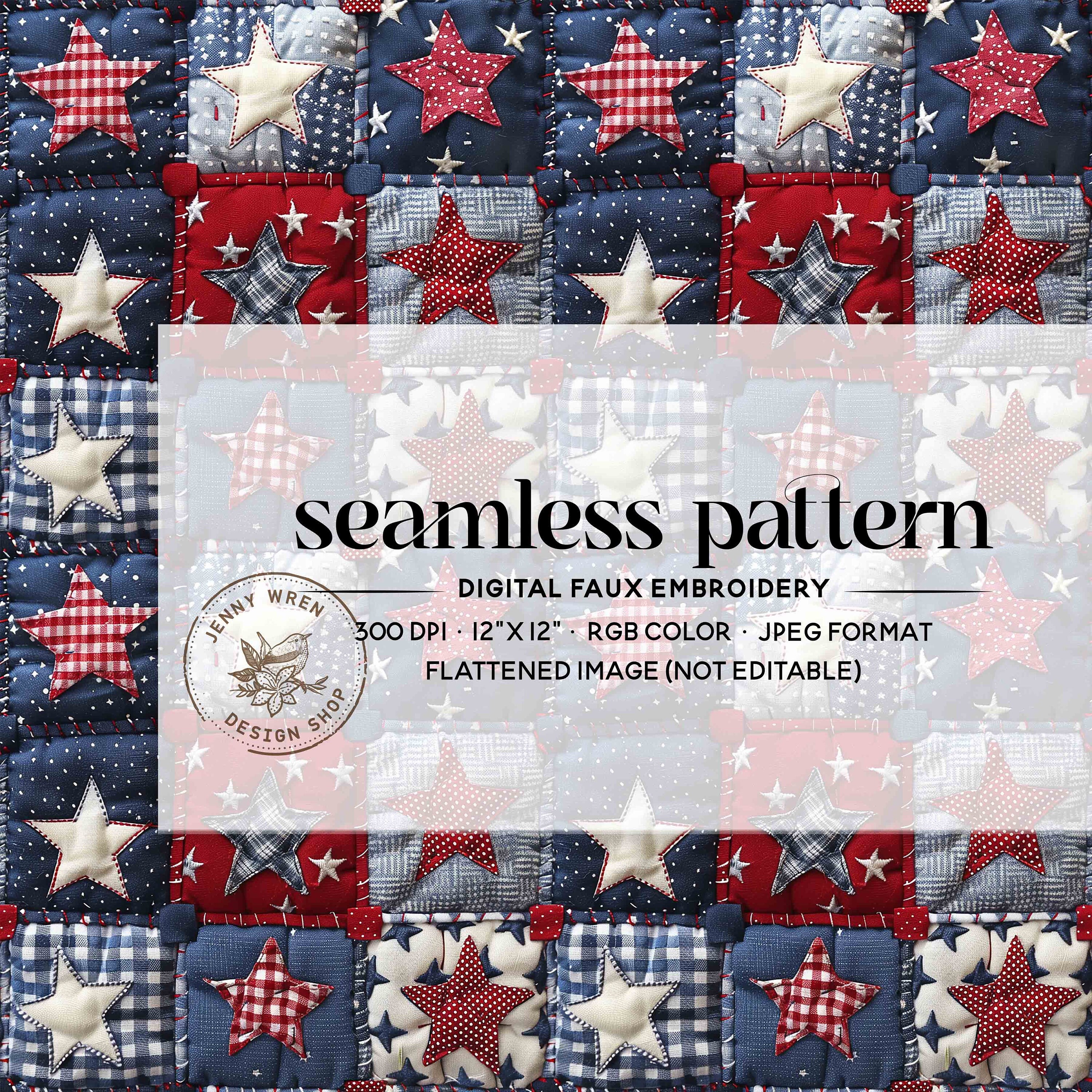 3D 4th of July Stars Patchwork Seamless File, Patriotic Patchwork Quilt ...