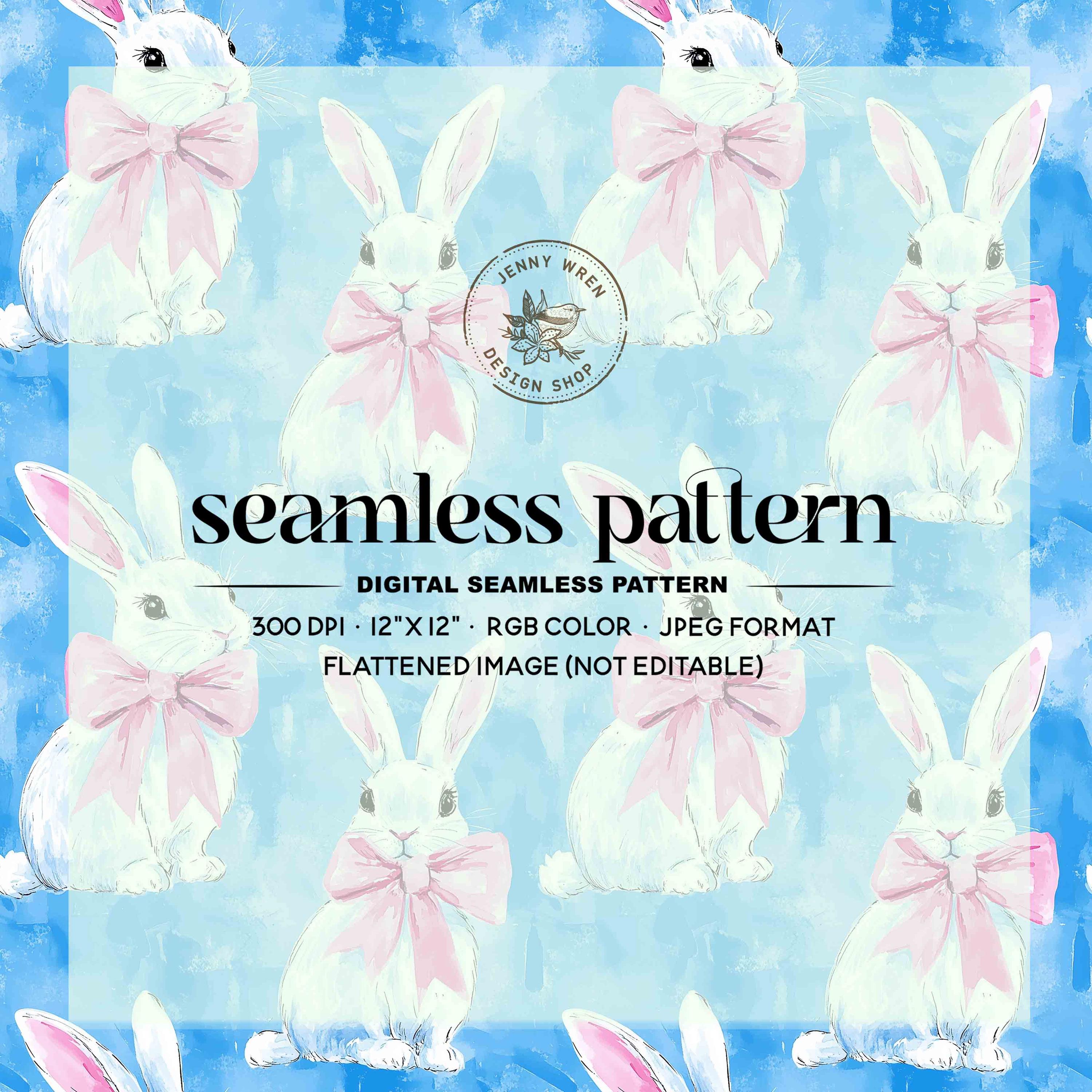 Pink Bow Easter Bunny Seamless File: Coquette Digital Paper (JPEG) - Etsy