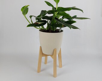 Plant stand, planter made of pine wood including ECO pot made of elephant grass, flower pot, repot