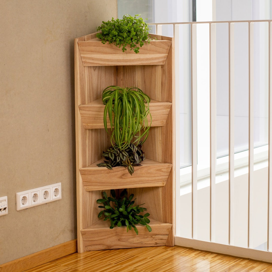 Special Solid Wood Corner Shelf, Plant Shelf, Living Decoration, Recycled Waste Wood Etsy