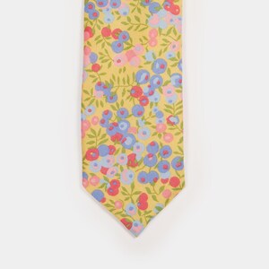 Yellow, pink and blue berry floral slim style tie