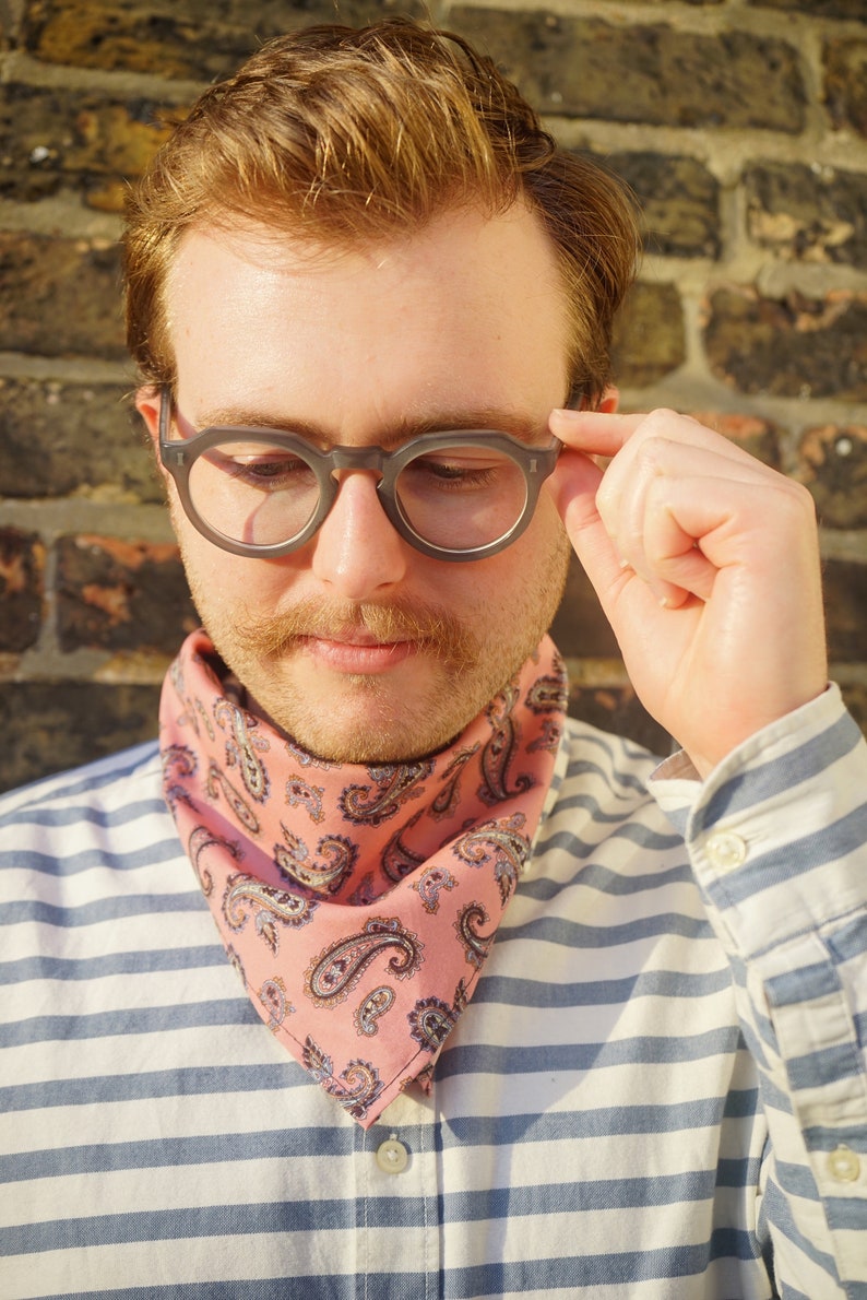 Mens pink paisley cotton neckerchief