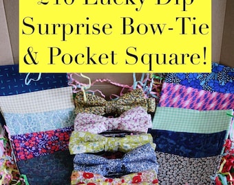 Lucky Dip Box Surprise Cotton Patterned Bow Tie & Pocket Square