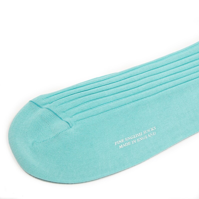 Mens aqua green egyptian cotton luxury ribbed socks