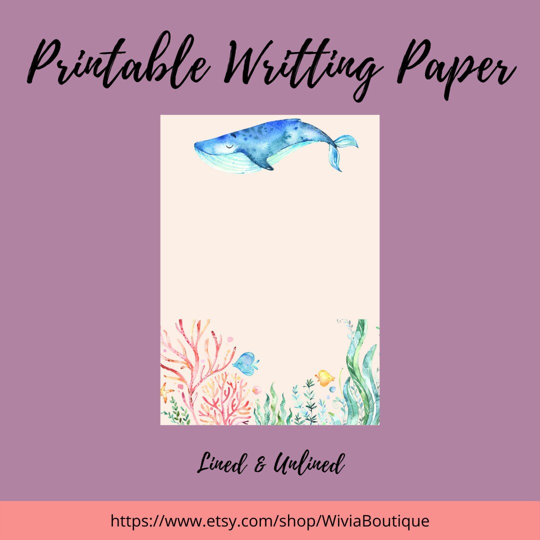 Printable Underwater Writing Paper Lined & Unlined Instant - Etsy