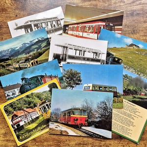 TRENES Juego de 10 postales de viajes antiguas, perfectas para diarios de viaje, álbumes de recortes, postales antiguas, efímeras originales, kit de diario