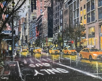 New York Original painting: New York in the rain