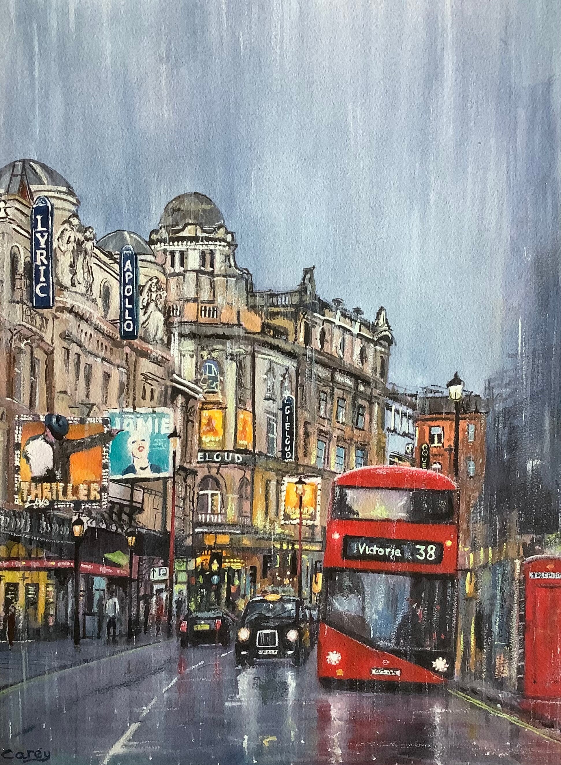 London Painting West End Theatres Cityscape Watercolour Original