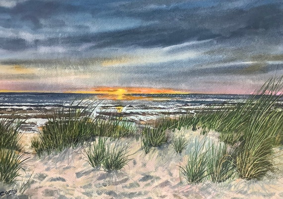 水彩画「海岸の風景」 【公式通販】