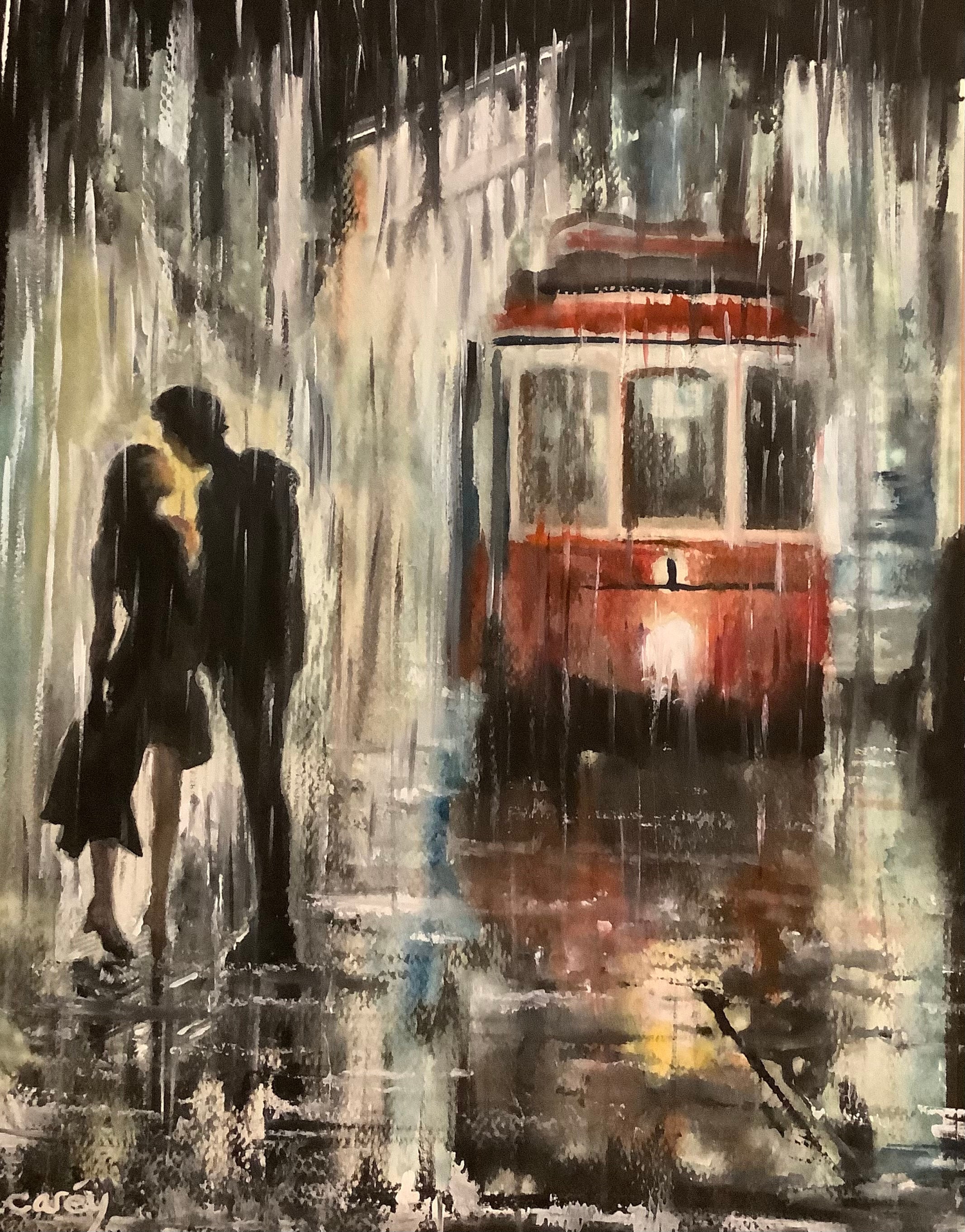 ヨーロッパ　雨の夜景　水彩画　原画 ヨーロッパ 雨の夜景 水彩画 原画 風景画 水彩画 ヨーロッパの