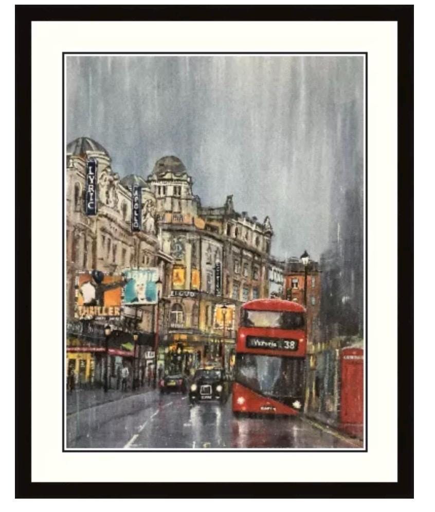 London Painting West End Theatres Cityscape Watercolour Original