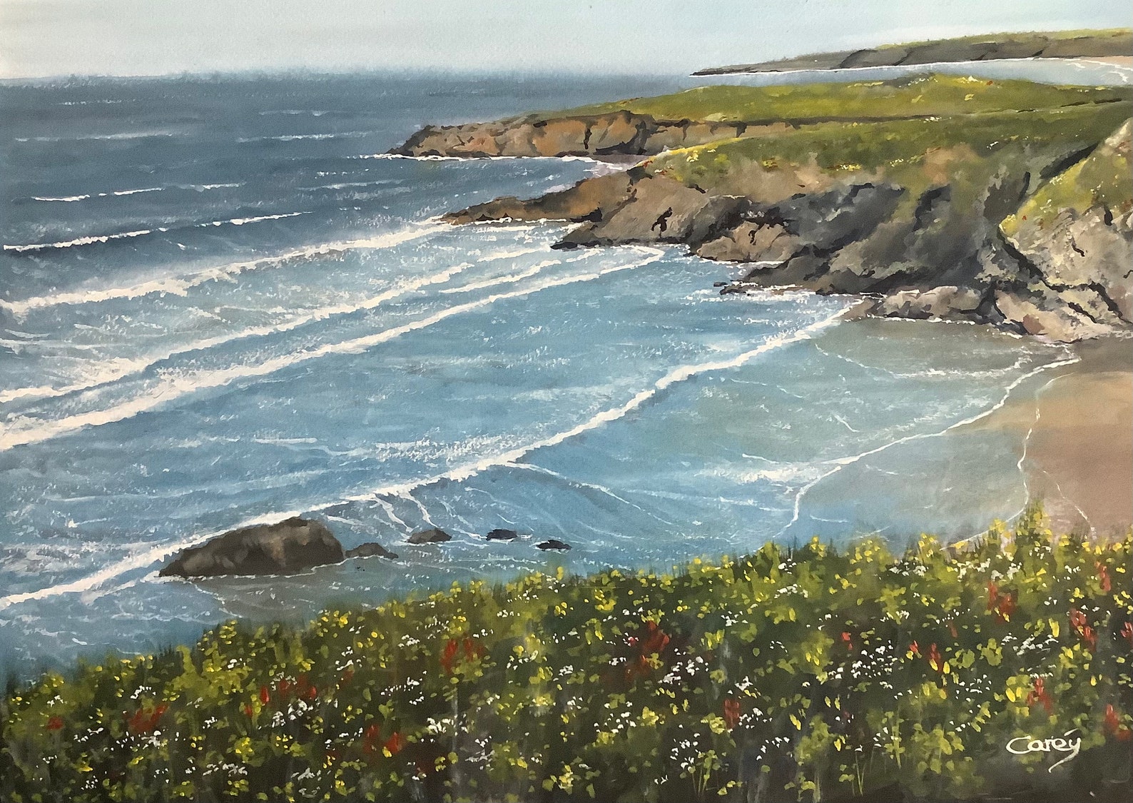Cornwall Original painting Cornish coastline Etsy