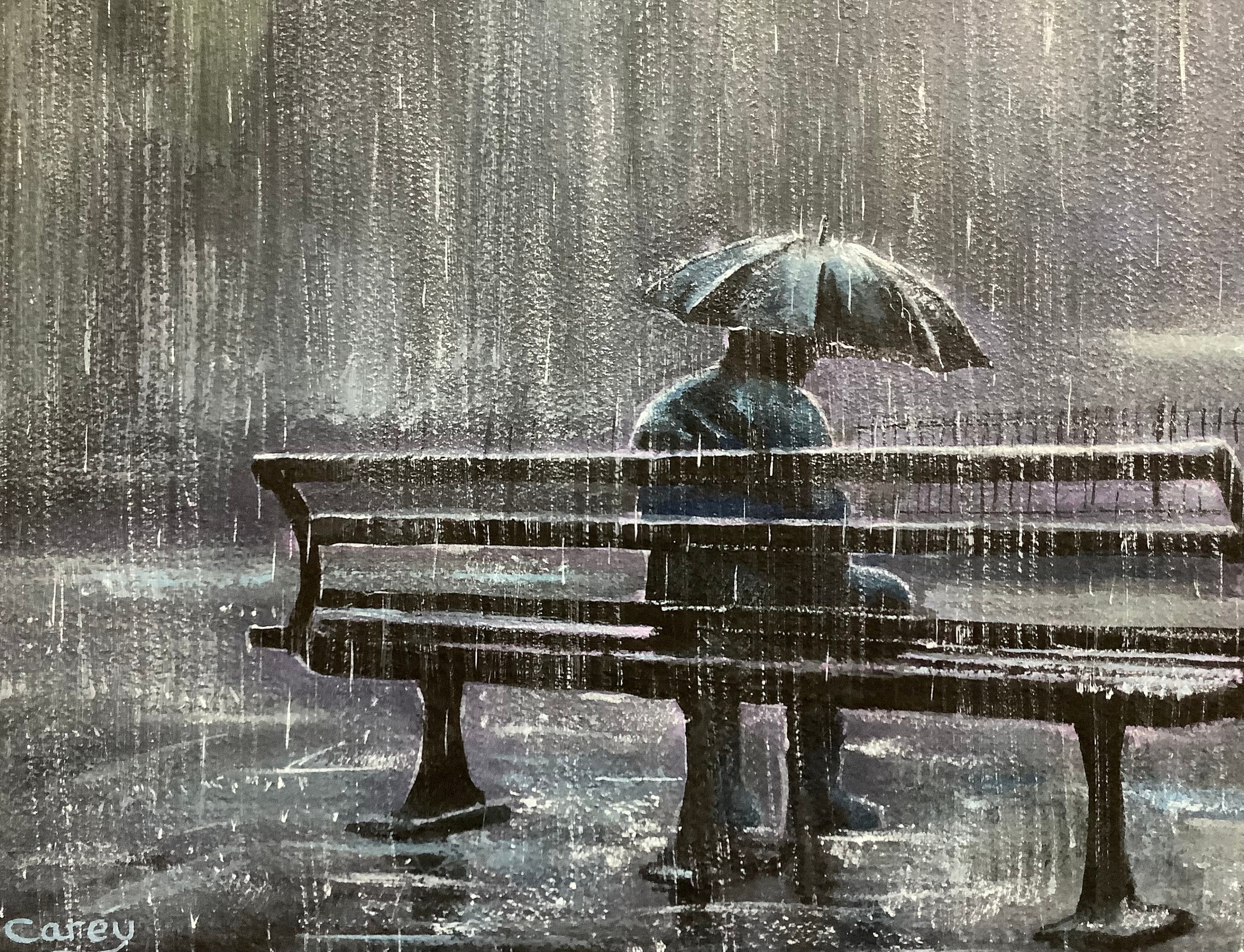 雨の夜、孤独な男の影、オリジナルの水彩画、夜景 - Etsy 日本
