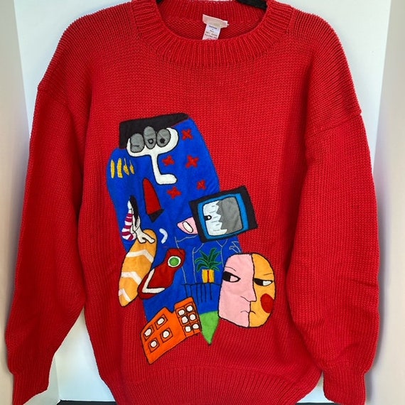Picasso print knit sweater