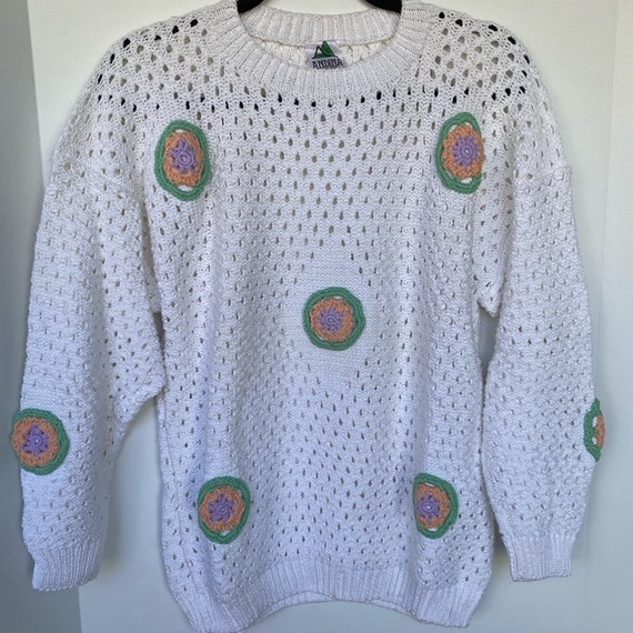 New Vintage Long Sleeve Solid Embroidered Crew Ne… - image 1