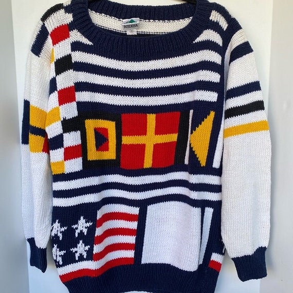New Vintage Nautical Boat Neck Sweater from the 1990's - Gem