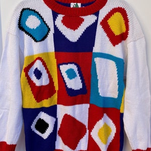 New Vintage Geometric Crew Neck Sweater from the 1990&#39;s