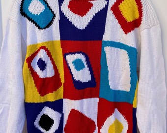 New Vintage Geometric Crew Neck Sweater from the 1990's