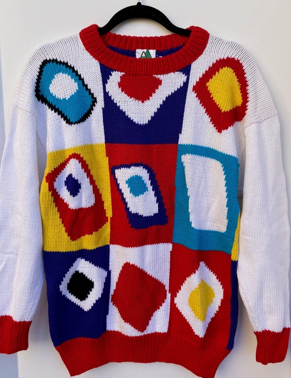 New Vintage Geometric Crew Neck Sweater from the 1