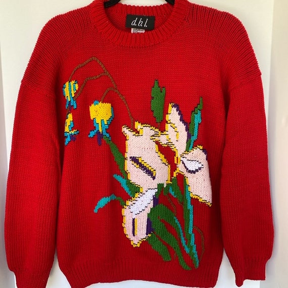 New Vintage Floral Crew Neck Sweater from the 199… - image 1