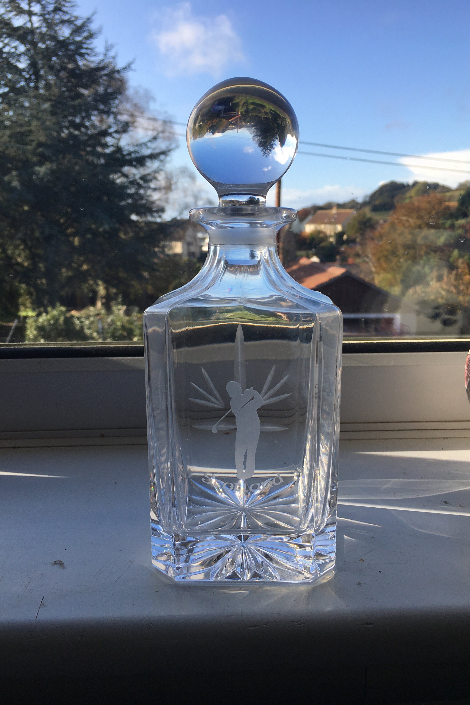 Golfer's Crystal Whiskey Decanter by Royal Doulton Etched Etsy UK