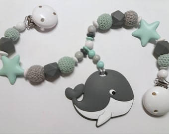 Stroller chain with whale and star made of silicone for boys and girls
