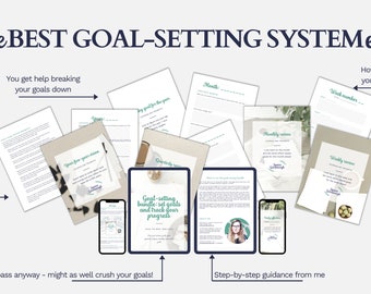 Goal-setting bundle: set goals and track your progress | Yearly, quarterly, monthly and weekly goal planner