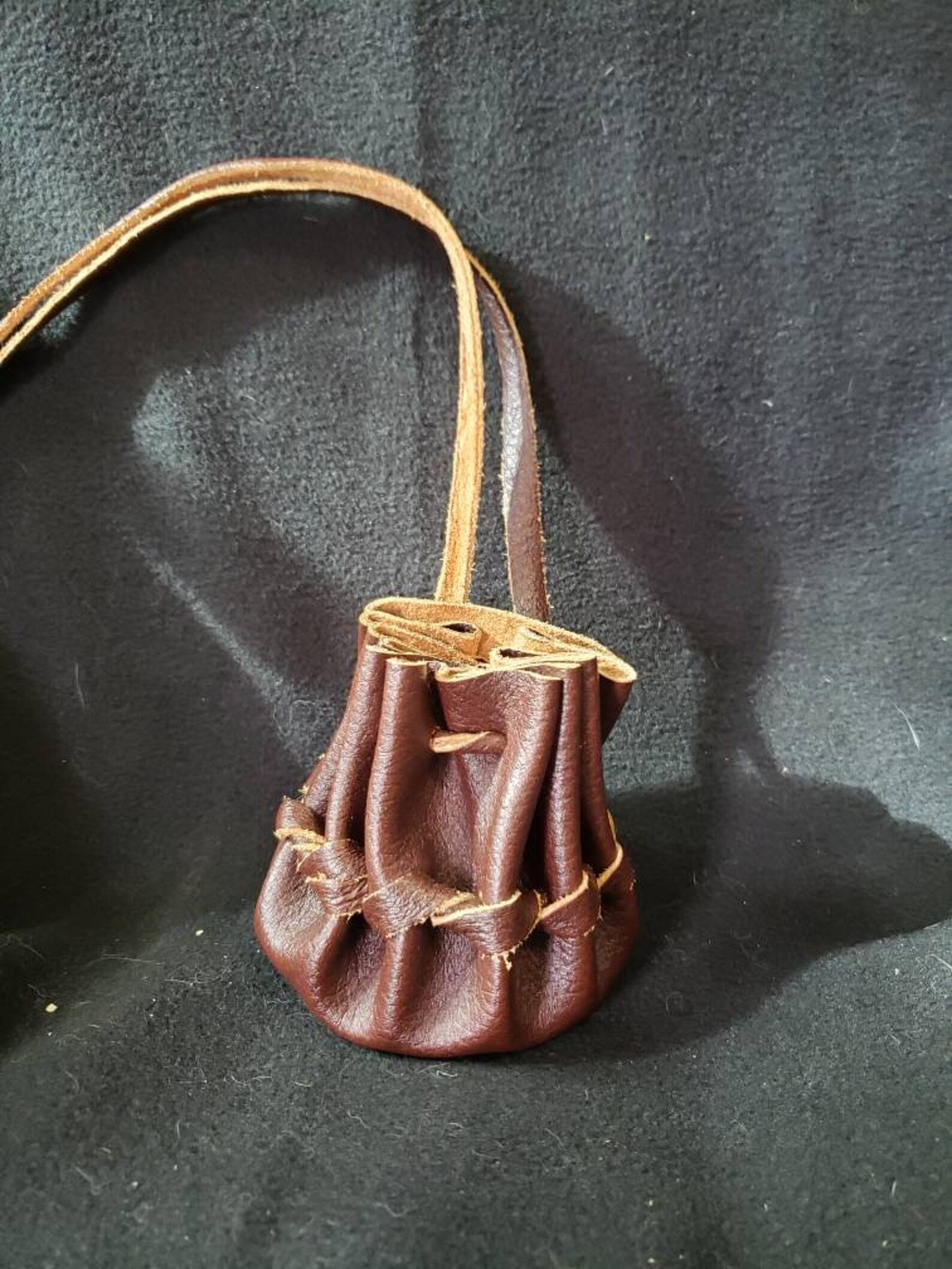 Leather Drawstring Coin Pouch Etsy