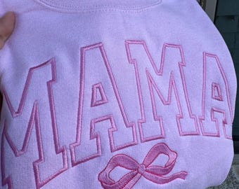 Custom Embroidered Mama Sweatshirt, Personalized Mama Crewneck with kids name