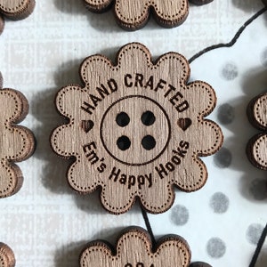 Personalised Walnut Flower Wooden Crafting Buttons With Extra Detail