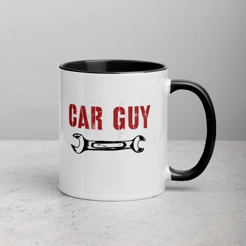 Car Guy Coffee Mug With Color Inside Wrench Design Garage Dad Etsy