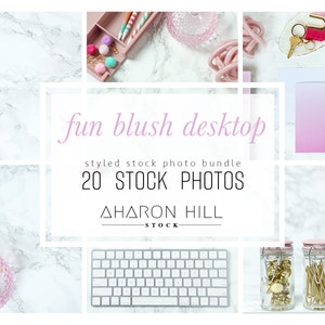 Pink Blush Office Stock Photo Bundle | 20 Styled Stock Photos | Lifestyle Branding Photos for your Business | AharonHillStock