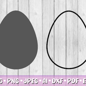 Huevo SVG, Descarga digital, Svg, Jpeg, Png, Dxf, Eps, Ai, PDF, Archivos de corte, Huevo de Pascua, Esquema de huevo, Silueta de huevo
