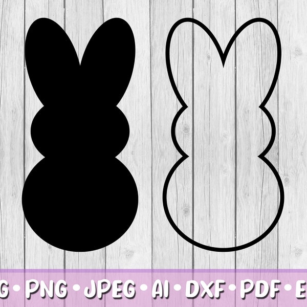 Easter Peeps SVG, Bundle of 2, Digital Download, Svg, Jpeg, Png, Dxf, Eps, Ai, Pdf, Easter Day, Bunny, Marshmallow, Silhouette, Outline