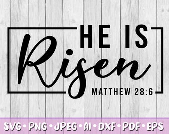 He is Risen SVG, Digital Download, Svg, Jpeg, Png, Dxf, Eps, Ai, Easter Clipart, Christian, Jesus