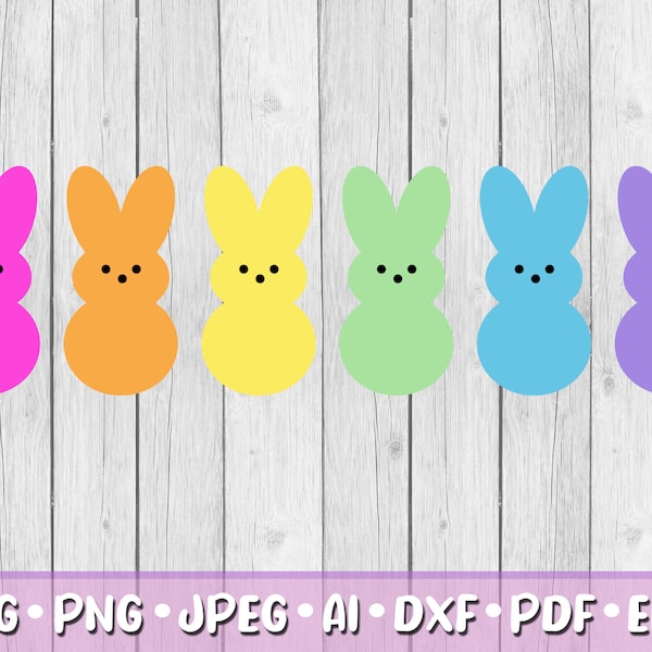 Easter Peeps SVG, Digital Download, Svg, Jpeg, Png, Dxf, Eps, Ai, PDF, Cutting Files, Easter Day, Bunny, Marshmallow, Bunnies