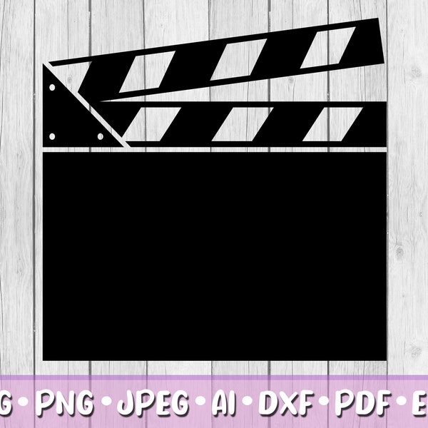 Blank Clapper Board SVG, Digital Download, Svg, Png, Jpeg, Dxf, Eps, Ai, PDF, Cricut Files, Cinema, Movie, Film, Clapping Board, Design