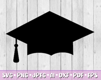 Graduation Cap SVG, Digital Download, Svg, Jpeg, Png, Dxf, Eps, Ai, Clipart, Graduation Hat, Graduate, Academic, Mortarboard, School