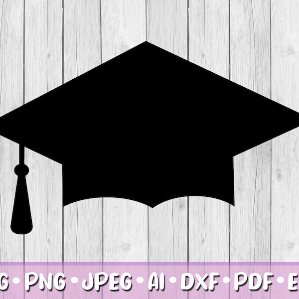 Graduation Cap SVG, Digital Download, Svg, Jpeg, Png, Dxf, Eps, Ai, Clipart, Graduation Hat, Graduate, Academic, Mortarboard, School